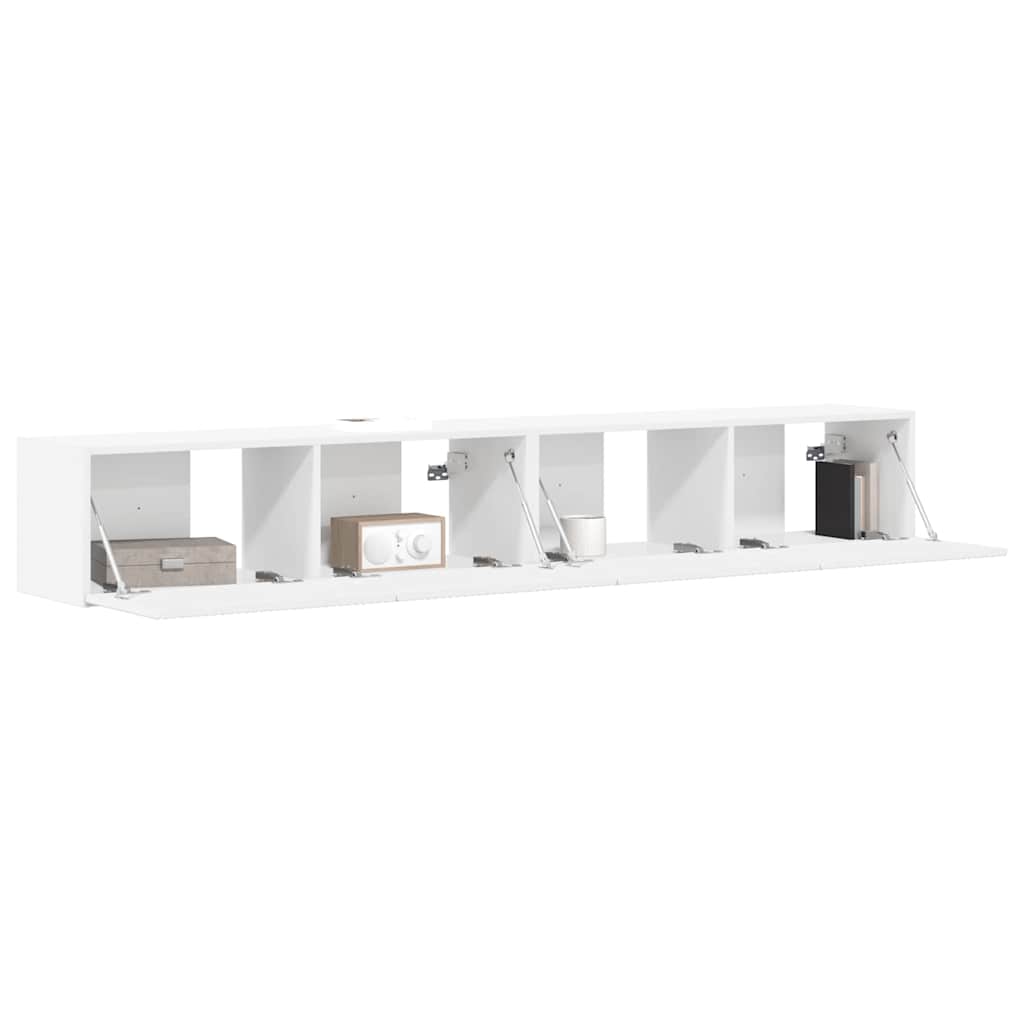 TV Vägghylla 2 pcs Vit 98 x 31 x 29,5 cm Konstruerat trä
