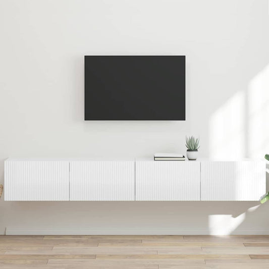 TV Vägghylla Väggmonterad 2 pcs Glansig Vit 98 x 31 x 29,5 cm