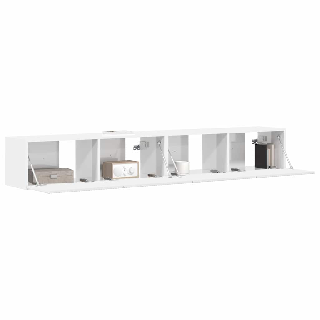 TV Vägghylla Väggmonterad 2 pcs Glansig Vit 98 x 31 x 29,5 cm