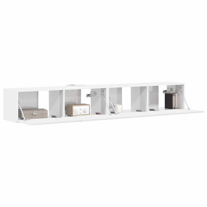 TV Vägghylla Väggmonterad 2 pcs Glansig Vit 98 x 31 x 29,5 cm