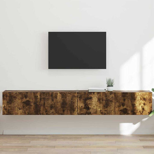 TV Vägghylla 2 pcs Rökt ek 98 x 31 x 29,5 cm Konstruerat trä