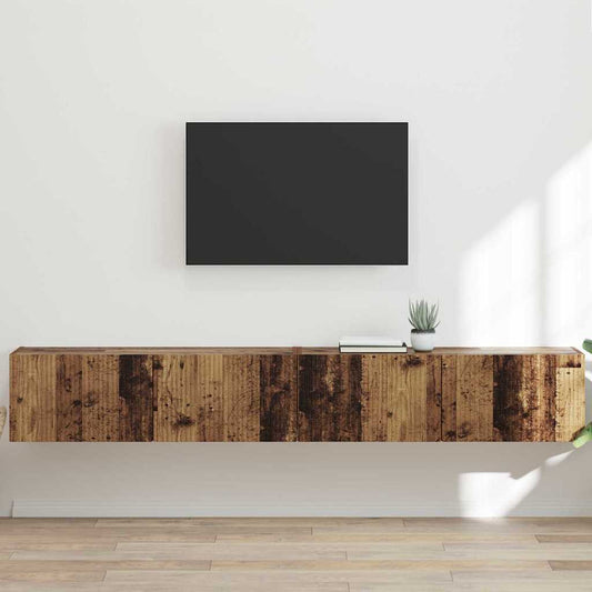 TV Vägghylla Väggmonterad 2 pcs Gammalt trä 98 x 31 x 29,5 cm