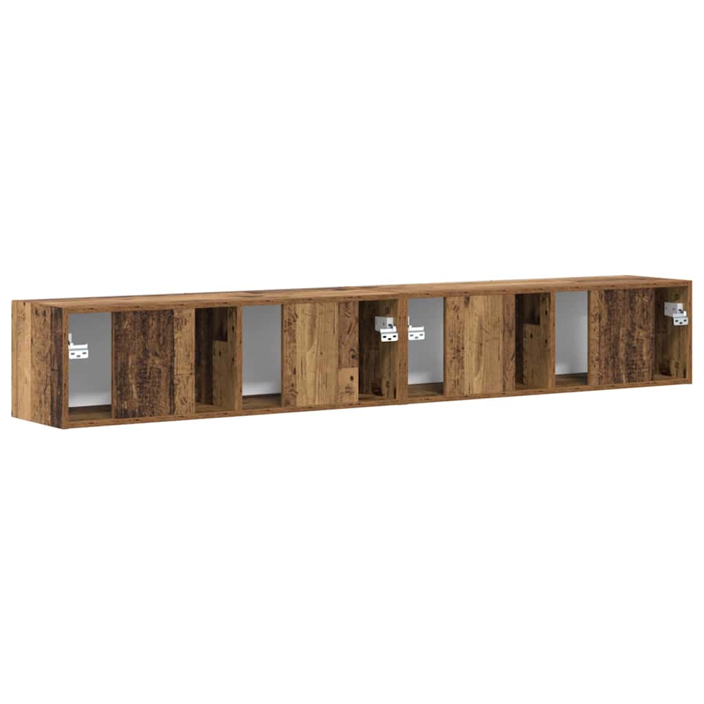 TV Vägghylla Väggmonterad 2 pcs Gammalt trä 98 x 31 x 29,5 cm