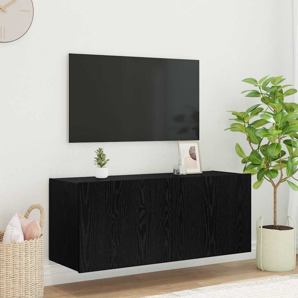 TV-Möbel Svart Ek Vägghylla 100 x 35 x 41 cm
