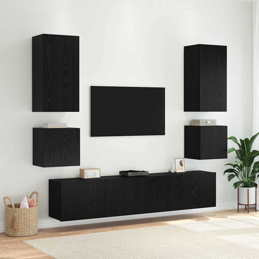 TV-Möbel Svart Ek Vägghylla 100 x 35 x 41 cm
