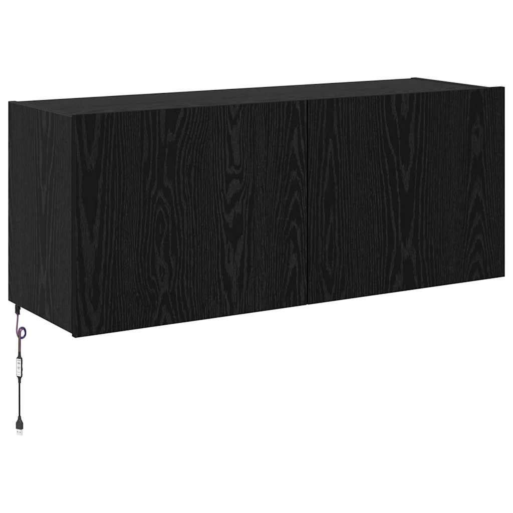 TV-Möbel Svart Ek Vägghylla 100 x 35 x 41 cm