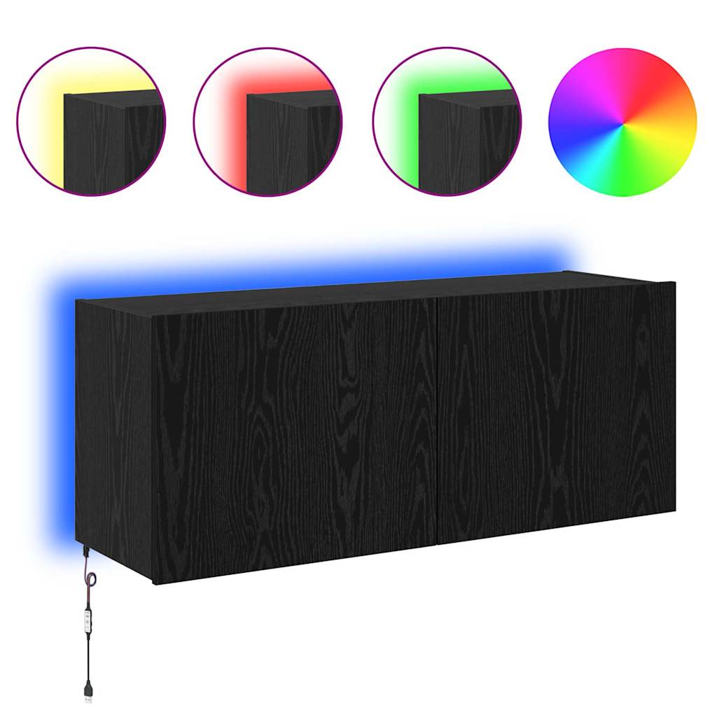 TV-Möbel Svart Ek Vägghylla 100 x 35 x 41 cm