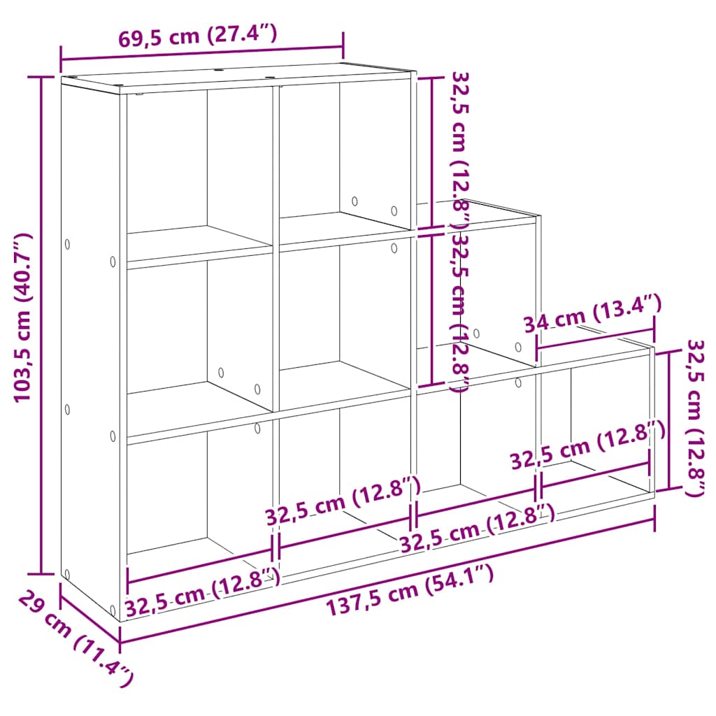 Bokhylla Svart Ek Rumsavdelare 137,5 x 29 x 103,5 cm