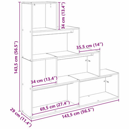 Bokhylla Svart Ek Rumsavdelare 143,5 x 29 x 143,5 cm