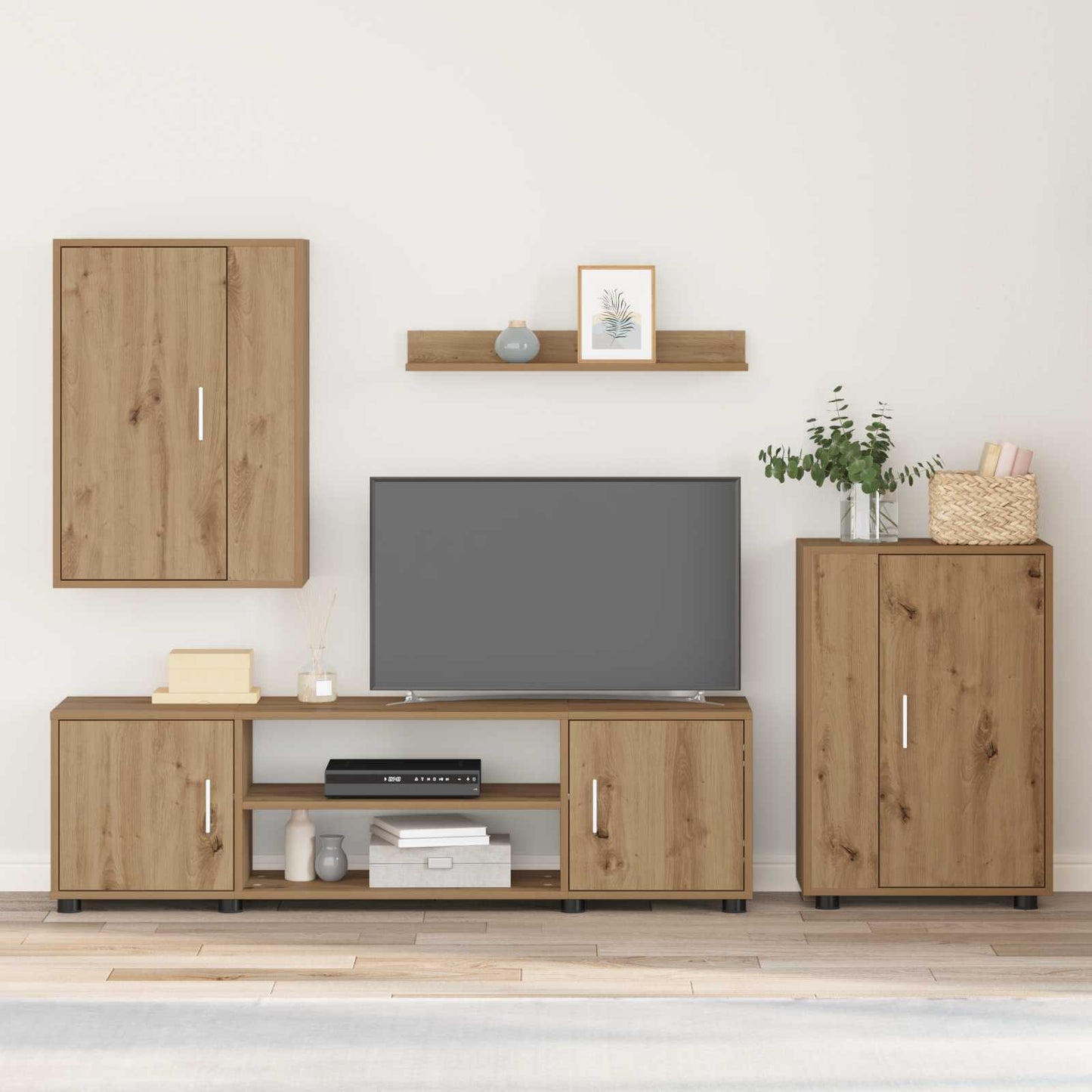 TV-bänkset Väggmonterad 4 pcs Artisan Ek Konstruerat trä