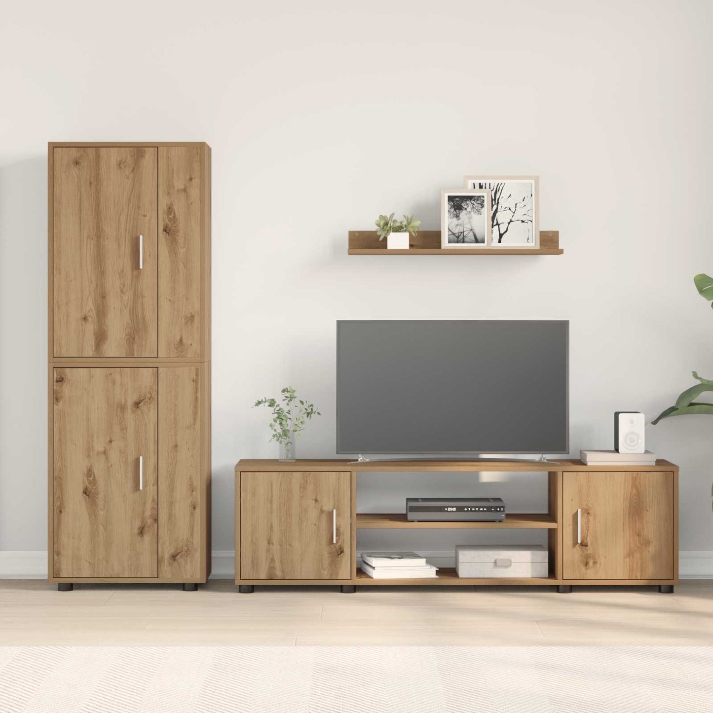 TV-bänkset Väggmonterad 4 pcs Artisan Ek Konstruerat trä