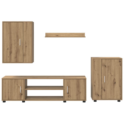 TV-bänkset Väggmonterad 4 pcs Artisan Ek Konstruerat trä