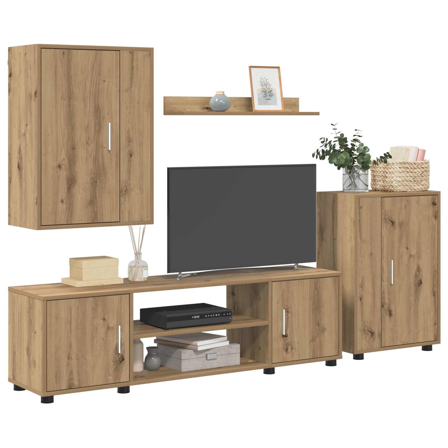 TV-bänkset Väggmonterad 4 pcs Artisan Ek Konstruerat trä