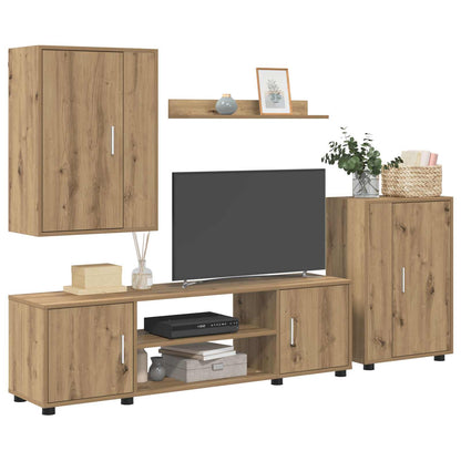 TV-bänkset Väggmonterad 4 pcs Artisan Ek Konstruerat trä
