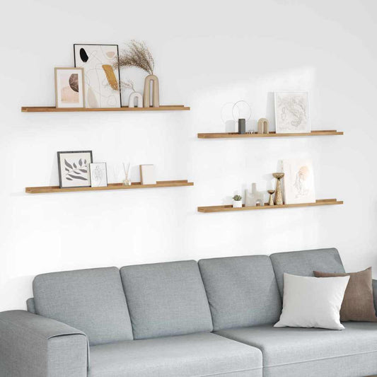 Vägg hylla med hylla 4 pcs Brun 115 x 9 x 3 cm Konstruerat trä