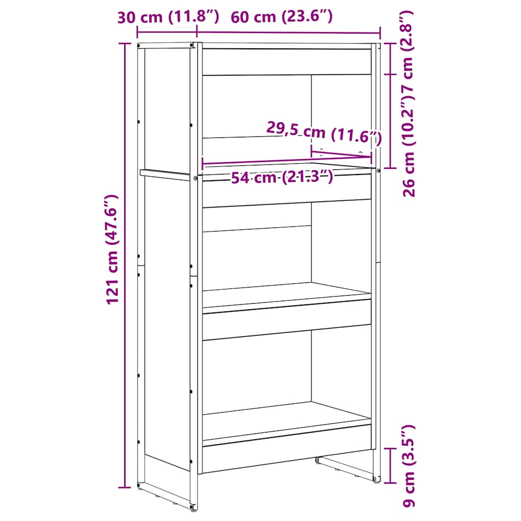 Bokhylla Rökfärgad Ek 80 x 30 x 155 cm