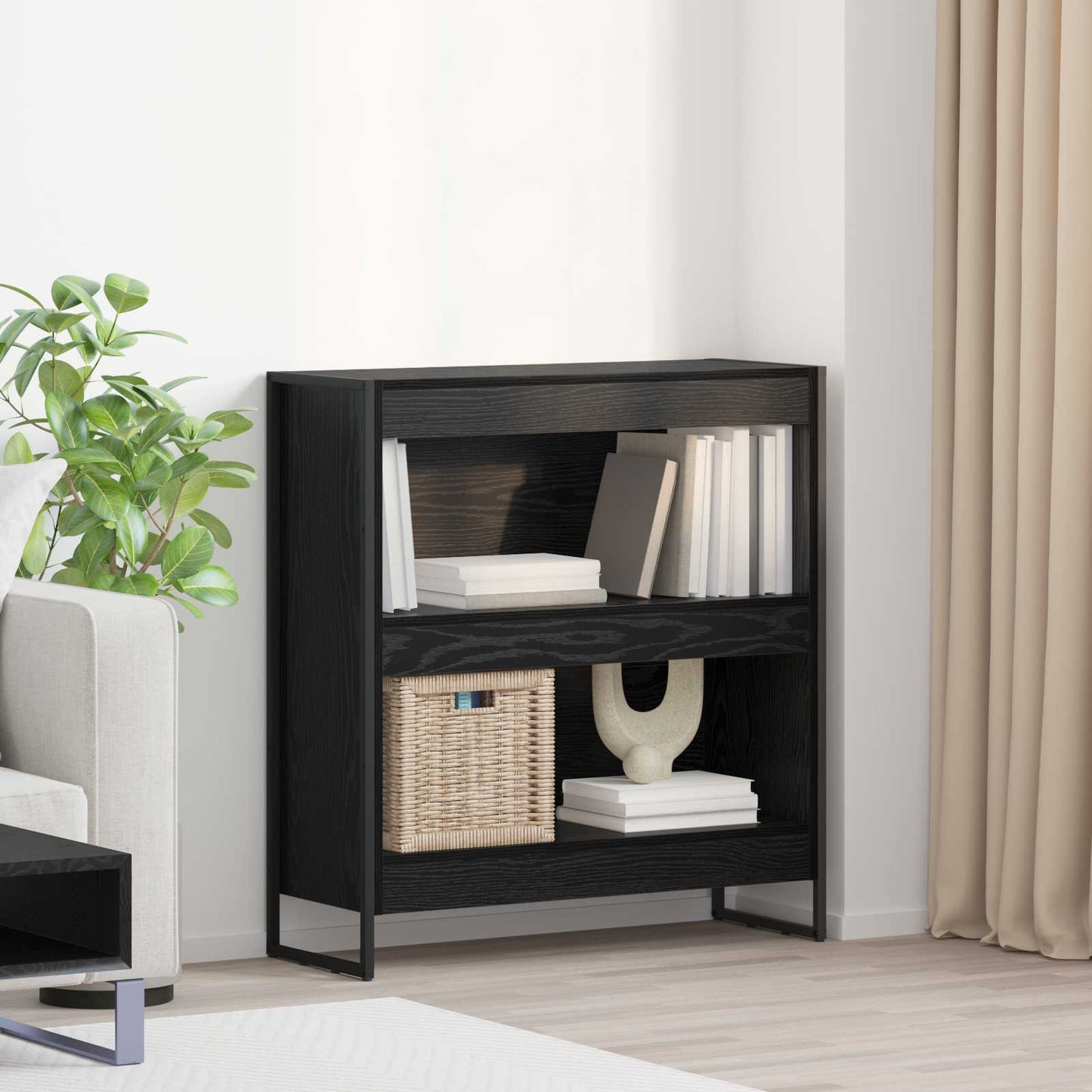Bokhylla Svart Ek 80 x 30 x 155 cm