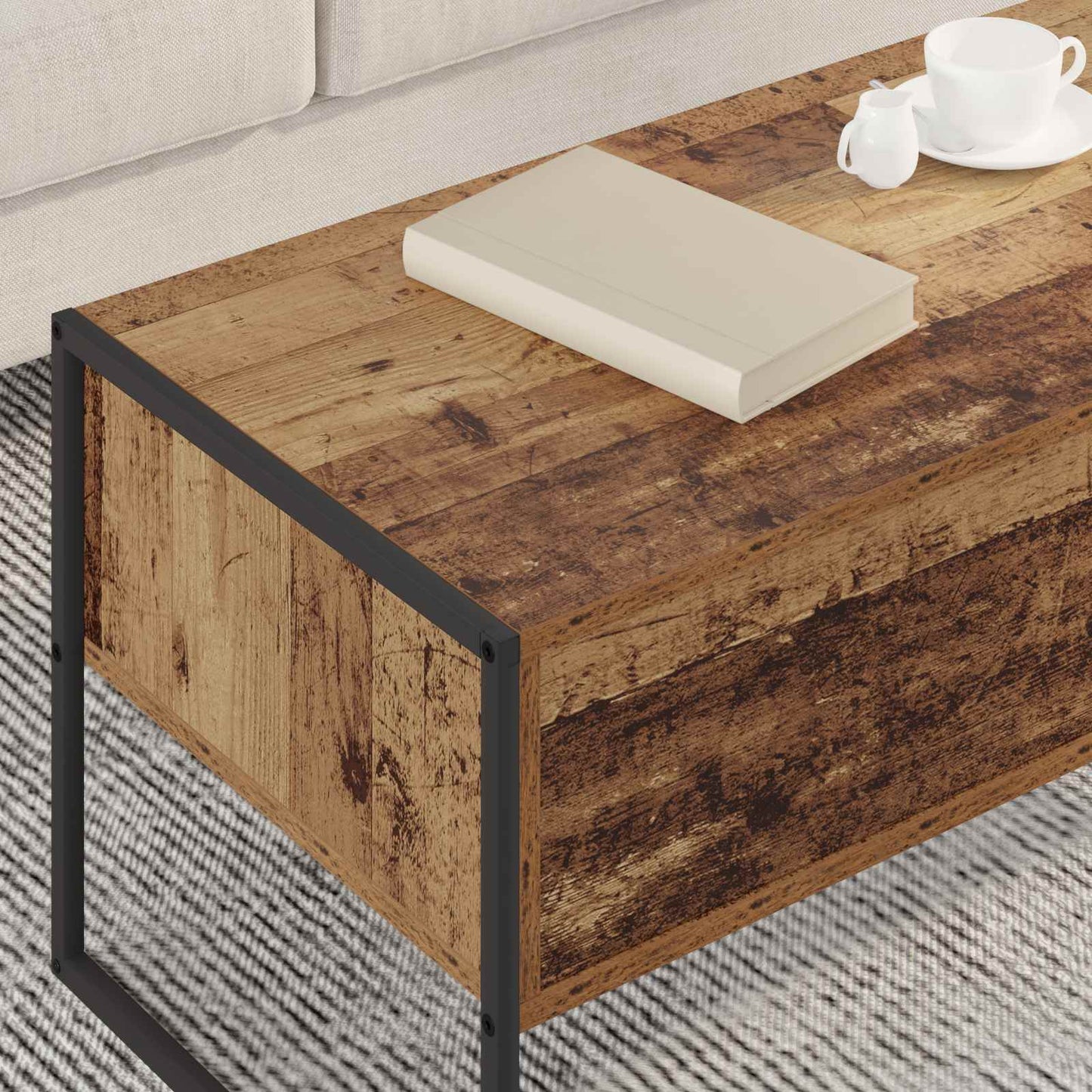 Soffbord Åldrat Trä 100 x 46 x 40 cm
