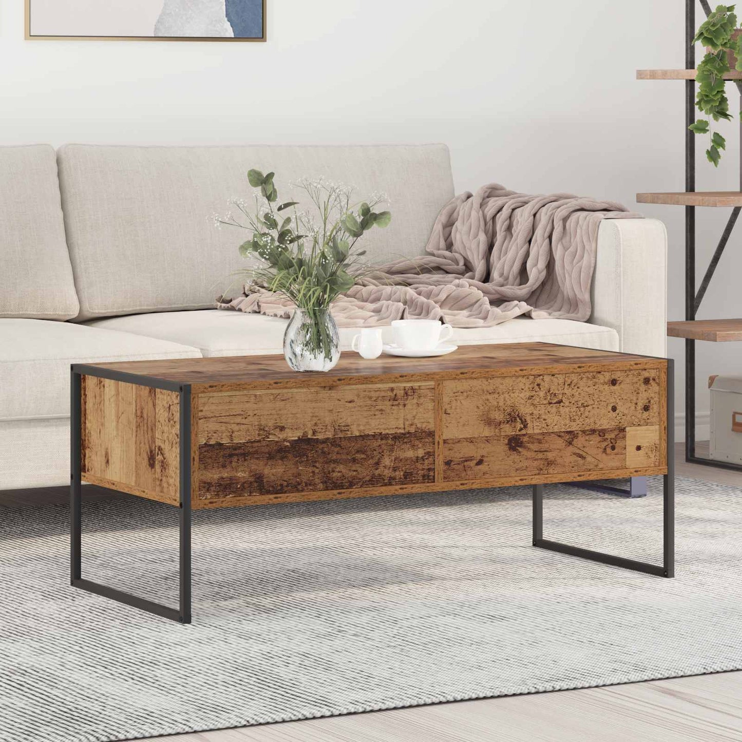 Soffbord Åldrat Trä 100 x 46 x 40 cm