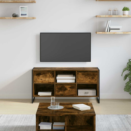 TV-Möbel Rökfärgad Ek TV-skåp med låda 100 x 36 x 49,5 cm