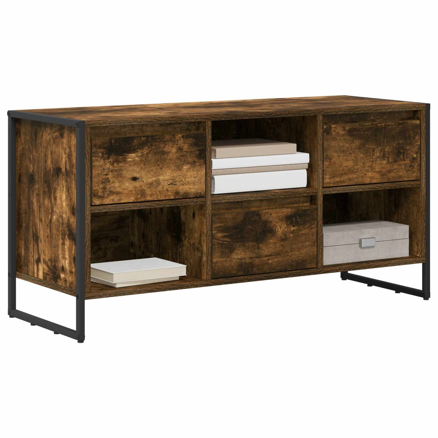 TV-Möbel Rökfärgad Ek TV-skåp med låda 100 x 36 x 49,5 cm