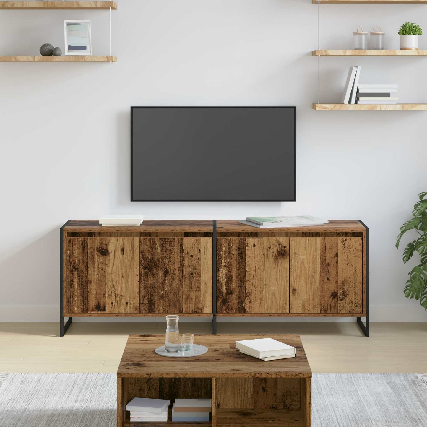 TV-Möbel Åldrat Trä TV-skåp 140 x 36 x 49,5 cm