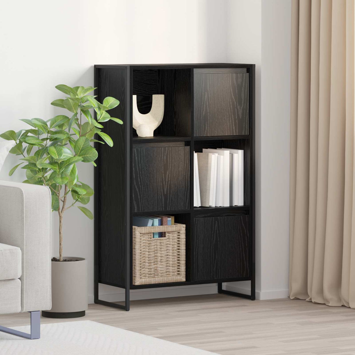 Bokhylla Svart Ek 68 x 30 x 108.5 cm