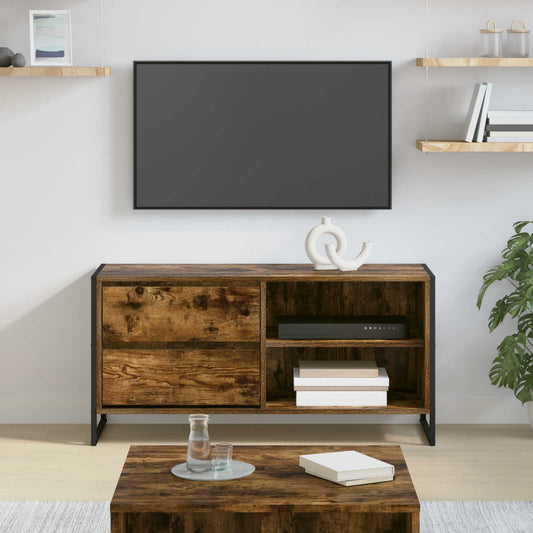 TV-Möbel Rökfärgad Ek TV-skåp med låda 100 x 36 x 49,5 cm