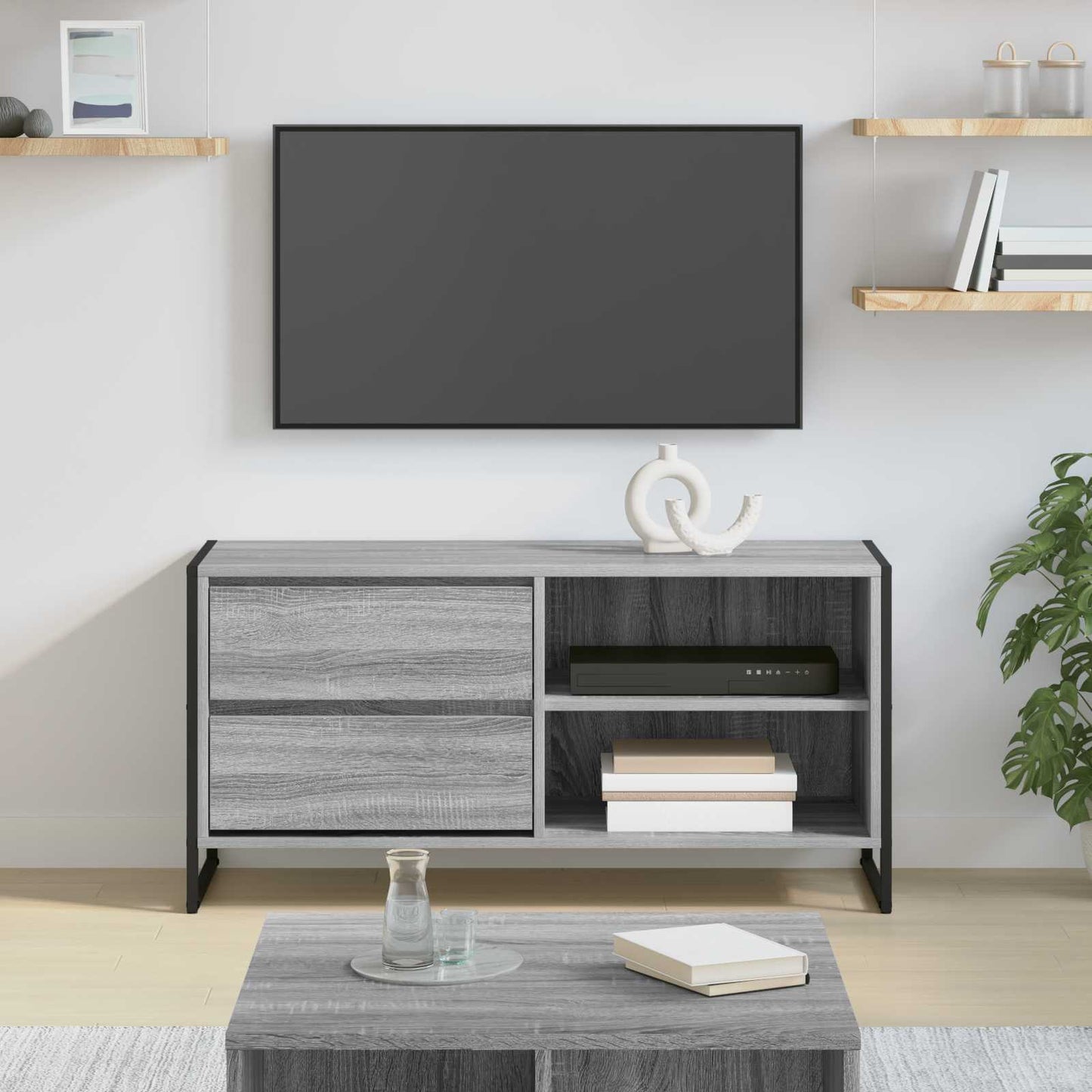 TV-Möbel Sonoma Grå TV-skåp med låda 100 x 36 x 49,5 cm