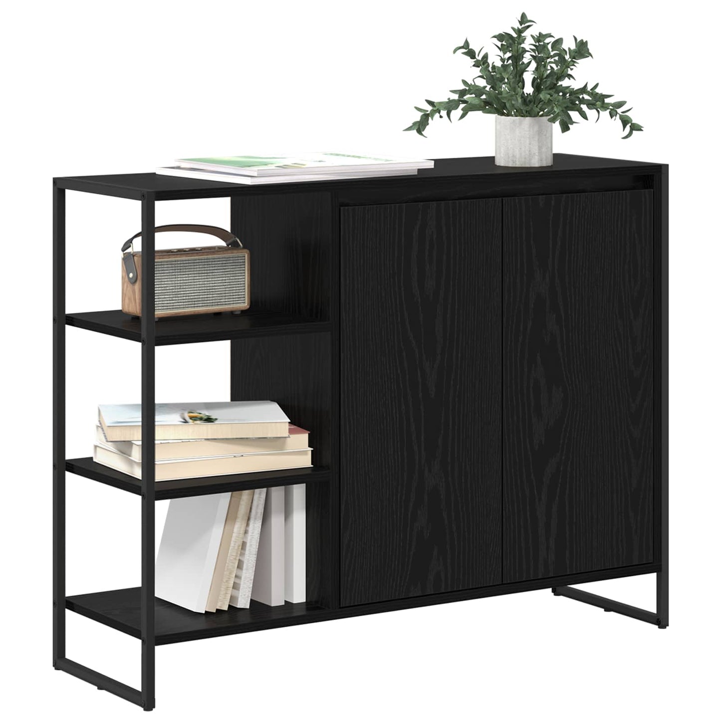 Skåp Svart Ek 96.5 x 30 x 75 cm