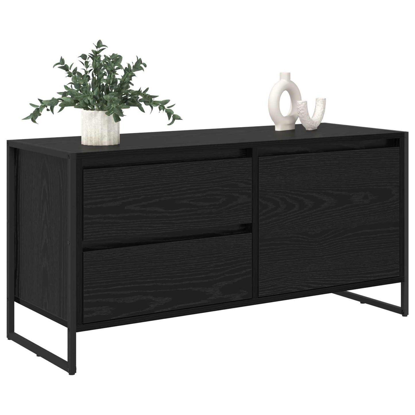 TV-Möbel Svart Ek TV-skåp med låda 100 x 36 x 49.5 cm