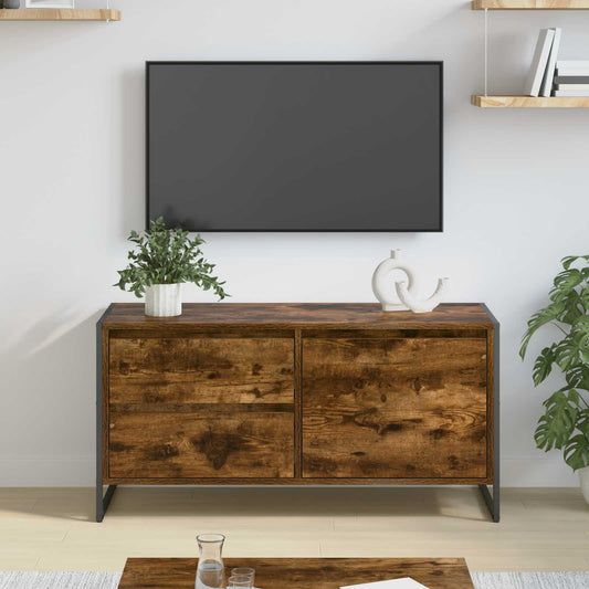 TV-Möbel Rökfärgad Ek TV-skåp med låda 100 x 36 x 49.5 cm