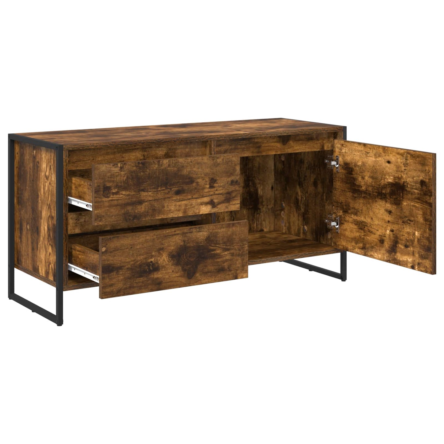 TV-Möbel Rökfärgad Ek TV-skåp med låda 100 x 36 x 49.5 cm