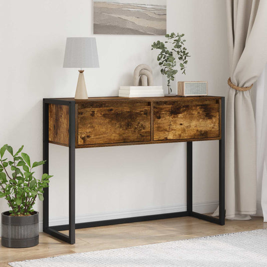 Sidobord Rökfärgad Ek med låda 100 x 36 x 75 cm