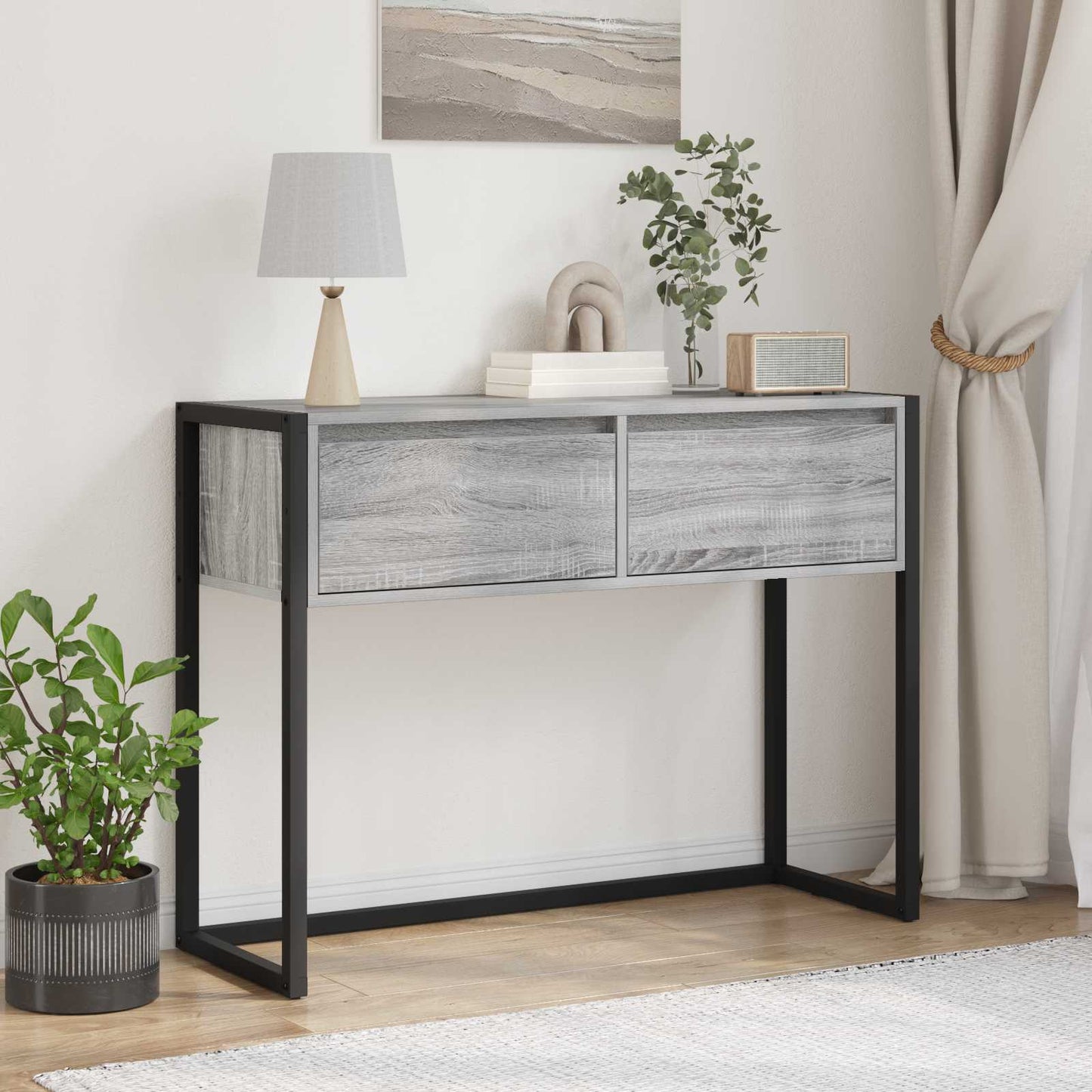 Sidobord Sonoma Grå med låda 100 x 36 x 75 cm