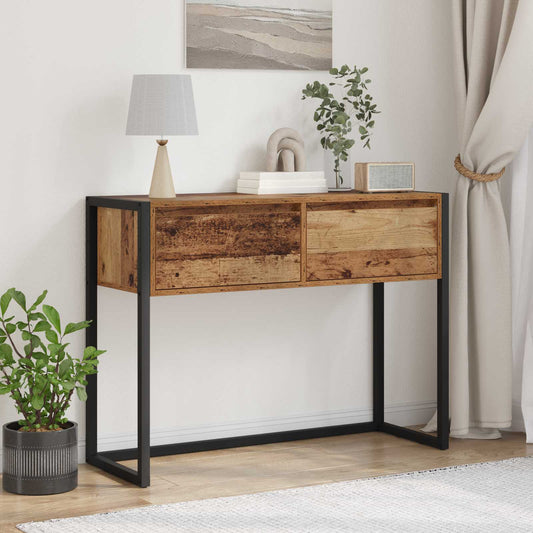 Sidobord Åldrat Trä med låda 100 x 36 x 75 cm