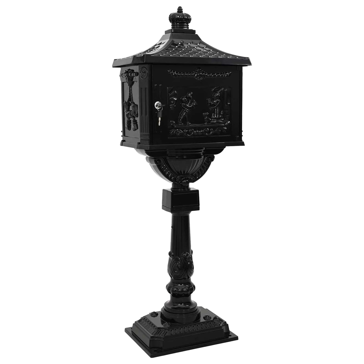 Brevlåda Stående Svart 42,5 x 29,5 x 117 cm Gjutet Aluminium