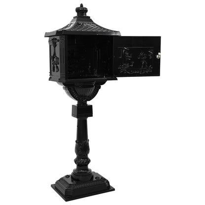 Brevlåda Stående Svart 42,5 x 29,5 x 117 cm Gjutet Aluminium