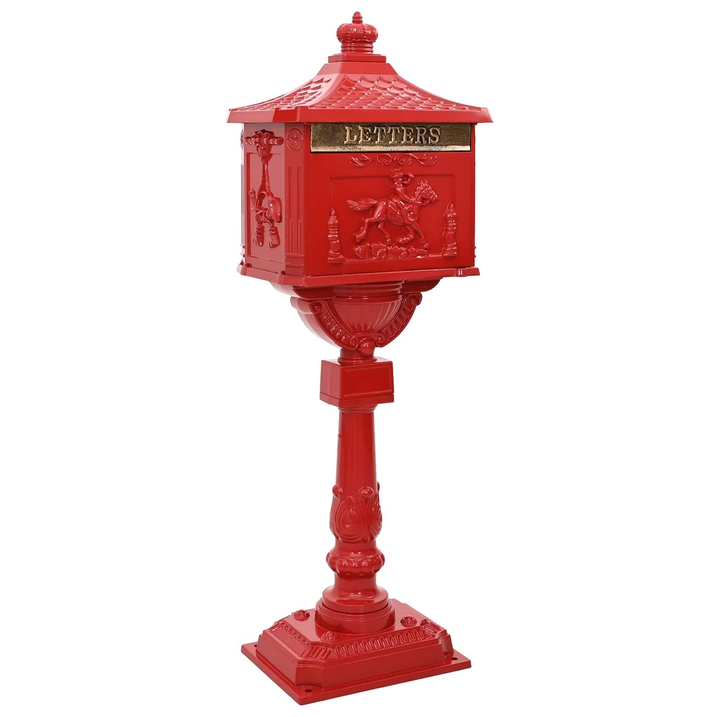 Brevlåda Stående Röd 42,5 x 29,5 x 117 cm Gjutet Aluminium