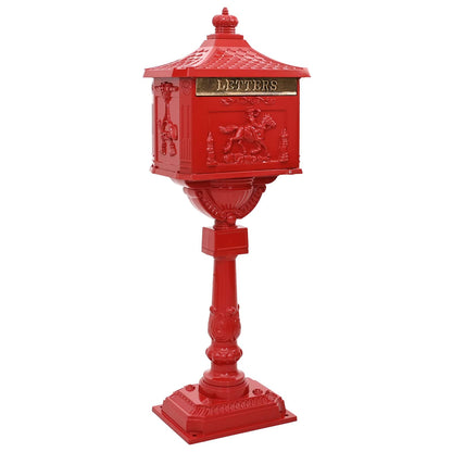 Brevlåda Stående Röd 42,5 x 29,5 x 117 cm Gjutet Aluminium