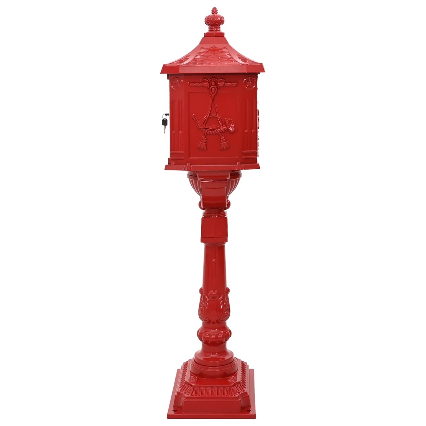 Brevlåda Stående Röd 42,5 x 29,5 x 117 cm Gjutet Aluminium
