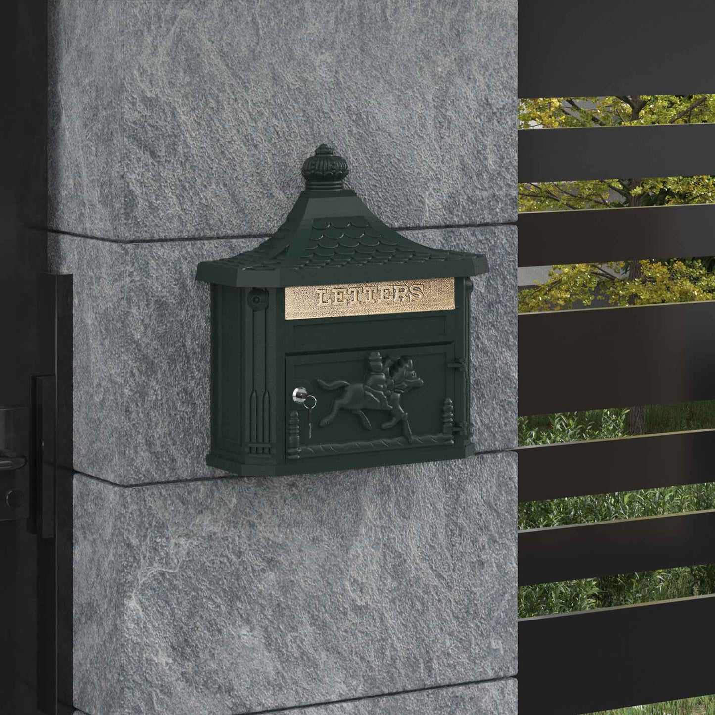 Väggmonterad Brevlåda Grön 40,5 x 16 x 45 cm Gjutet Aluminium