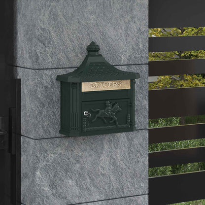 Väggmonterad Brevlåda Grön 40,5 x 16 x 45 cm Gjutet Aluminium