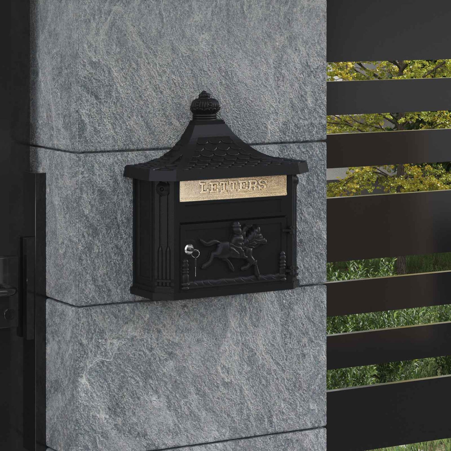 Väggmonterad Brevlåda Svart 40,5 x 16 x 45 cm Gjutet Aluminium
