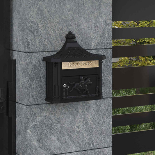 Väggmonterad Brevlåda Svart 40,5 x 16 x 45 cm Gjutet Aluminium