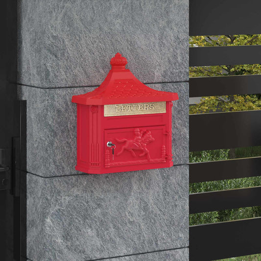 Väggmonterad Brevlåda Röd 40,5 x 16 x 45 cm Gjutet Aluminium
