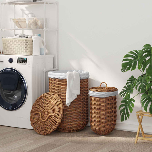 Tvättkorg 2 pcs Brun Kubu Rattan
