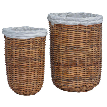 Tvättkorg 2 pcs Brun Kubu Rattan