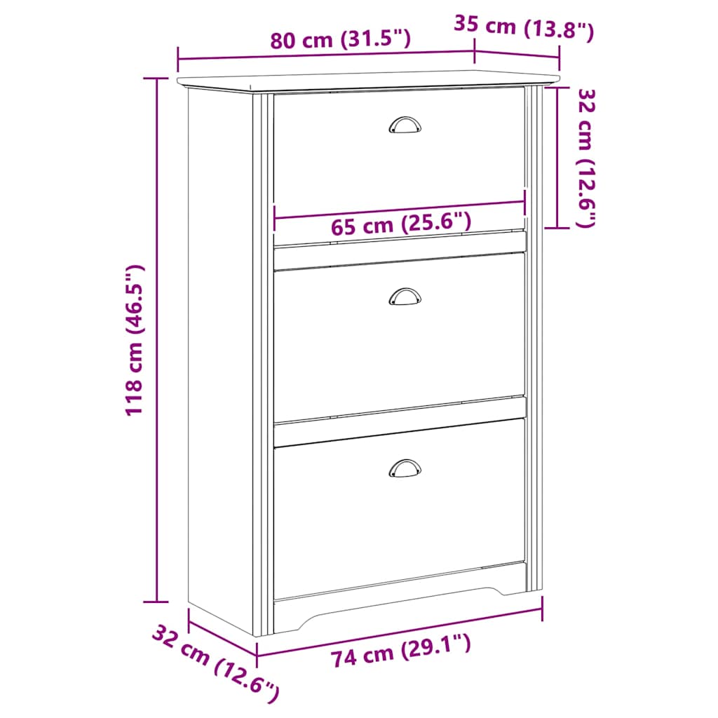 Skoställ Brun BODO Honung 80 x 35 x 118 cm