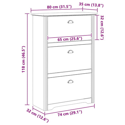 Skoställ Brun BODO Honung 80 x 35 x 118 cm